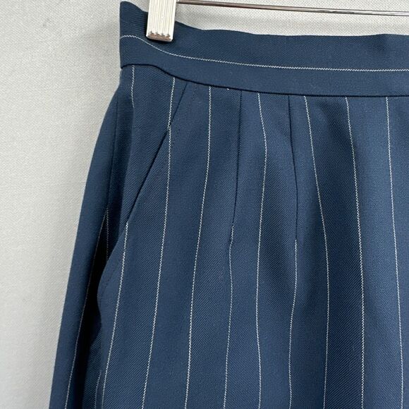 VTG Anne Klein Wool Pencil Skirt 10 Blue Pin Stripe Career Preppy Academia USA - Picture 3 of 14